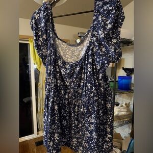 Torrid Navy Floral Babydoll Scoop Neck